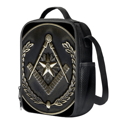 Freemasonry Medal Print Crossbody Lunch Bag