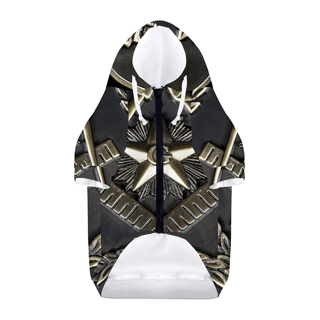 Freemasonry Medal Print Dog Zip Up Hoodie