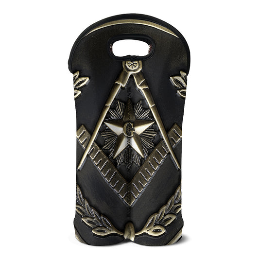 Freemasonry Medal Print Double Neoprene Wine Tote