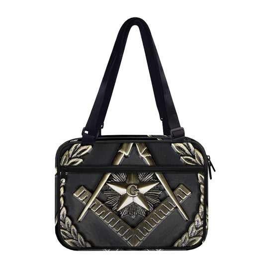 Freemasonry Medal Print Double Strap Bible Bag