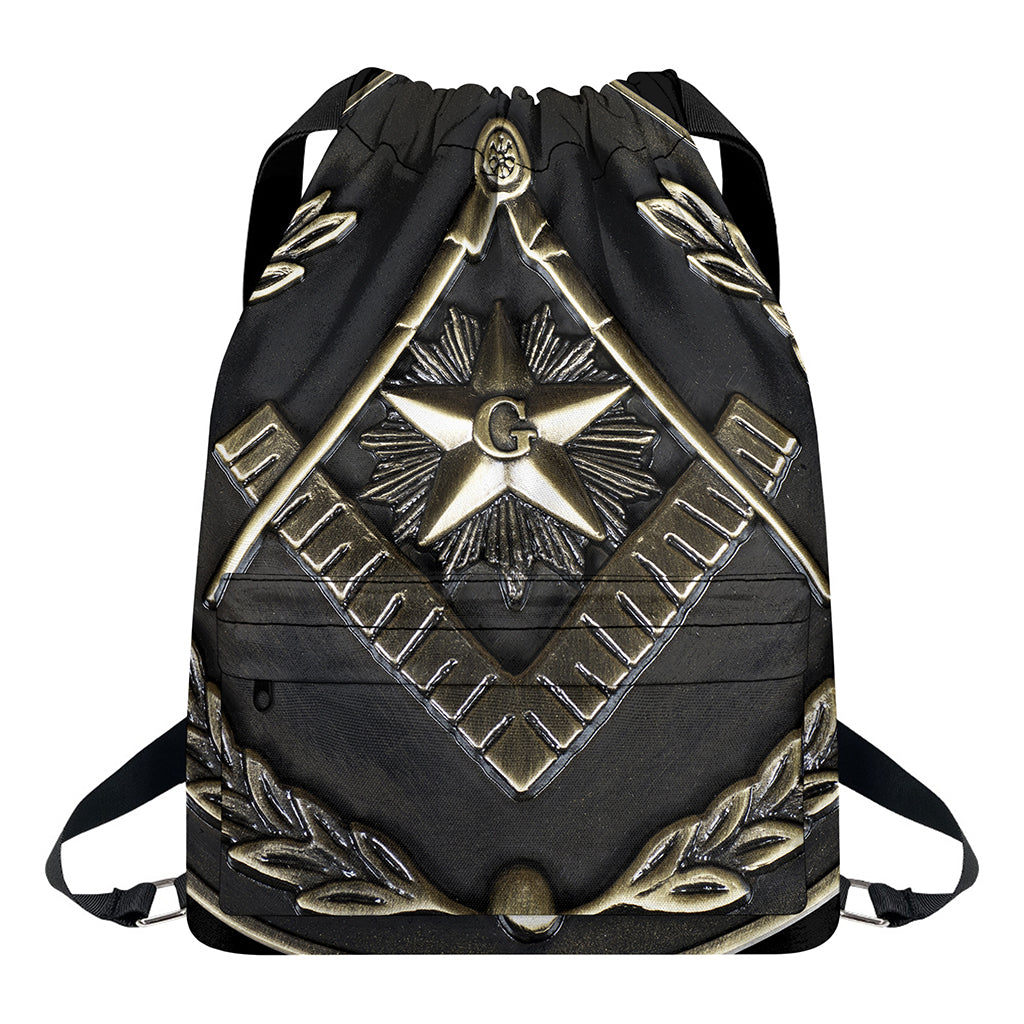 Freemasonry Medal Print Drawstring Backpack