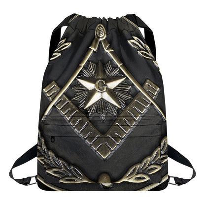 Freemasonry Medal Print Drawstring Backpack