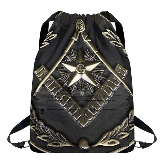 Freemasonry Medal Print Drawstring Backpack