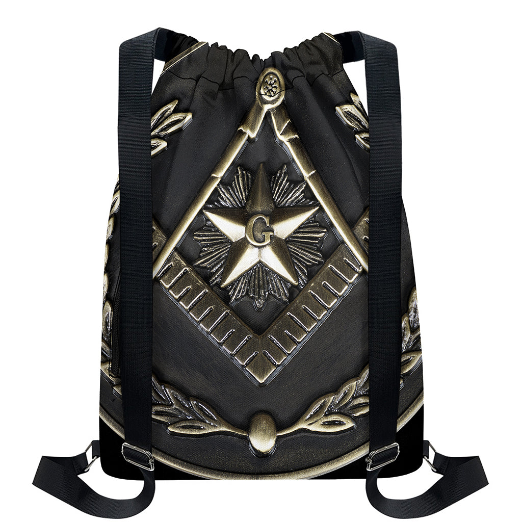 Freemasonry Medal Print Drawstring Backpack