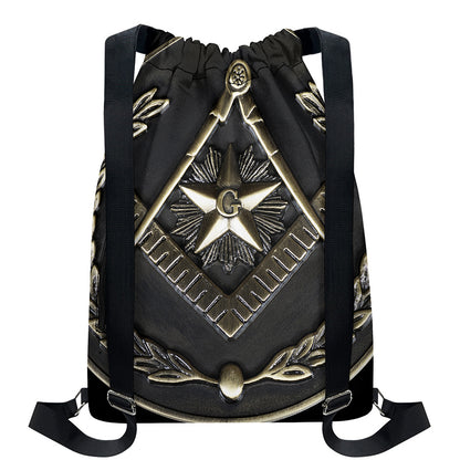 Freemasonry Medal Print Drawstring Backpack