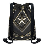 Freemasonry Medal Print Drawstring Backpack