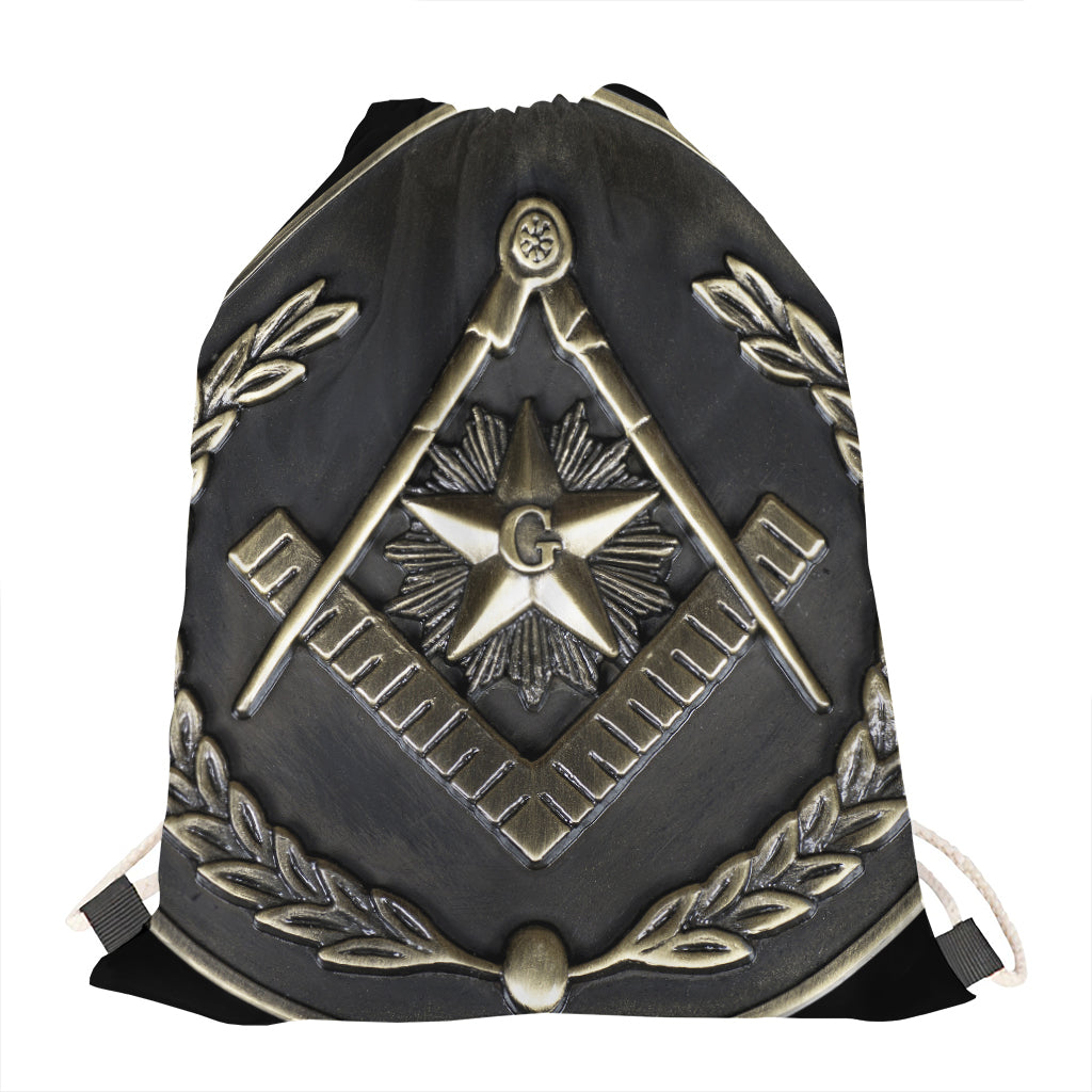Freemasonry Medal Print Drawstring Bag
