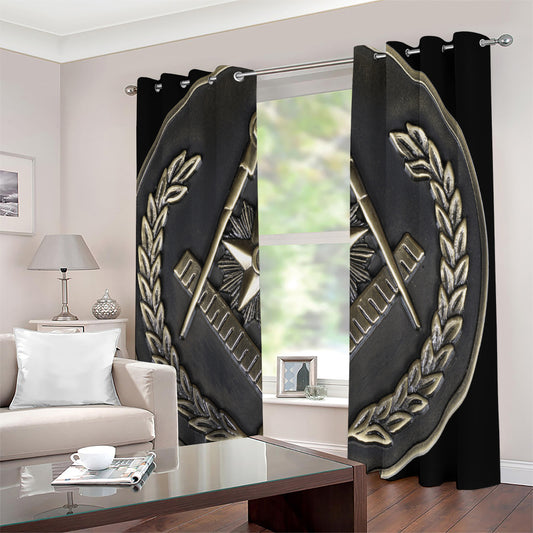 Freemasonry Medal Print Extra Wide Grommet Curtains