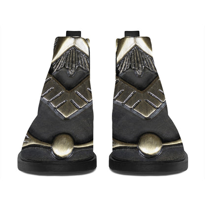 Freemasonry Medal Print Flat Ankle Boots