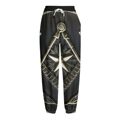 Freemasonry Medal Print Fleece Lined Knit Pants
