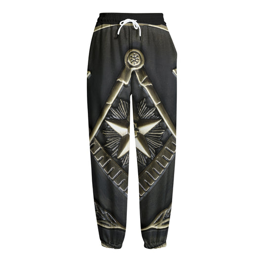 Freemasonry Medal Print Fleece Lined Knit Pants