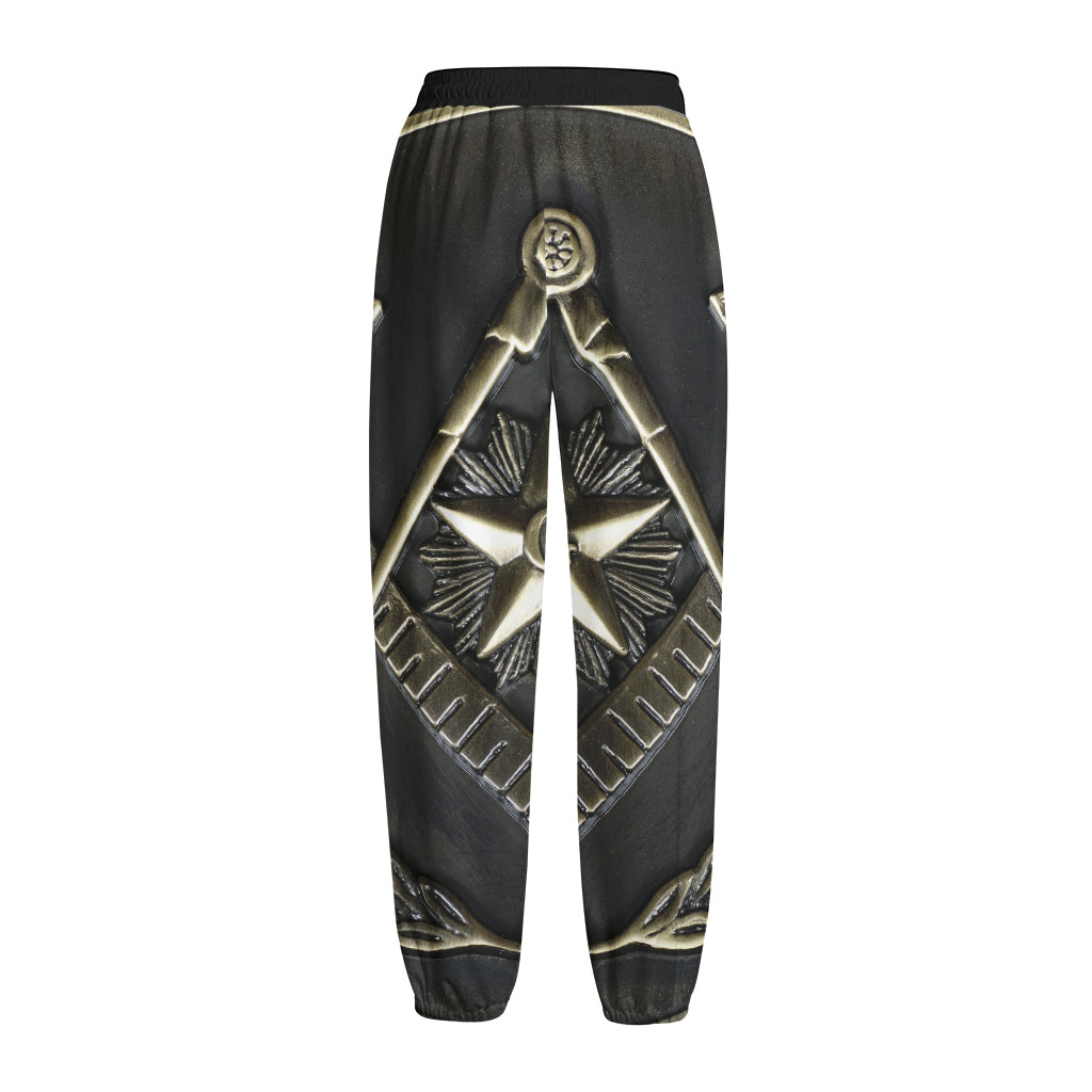 Freemasonry Medal Print Fleece Lined Knit Pants