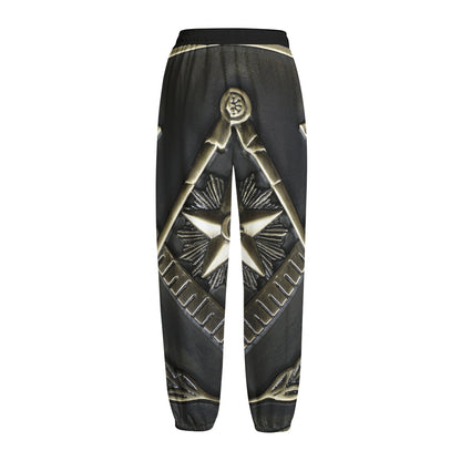 Freemasonry Medal Print Fleece Lined Knit Pants
