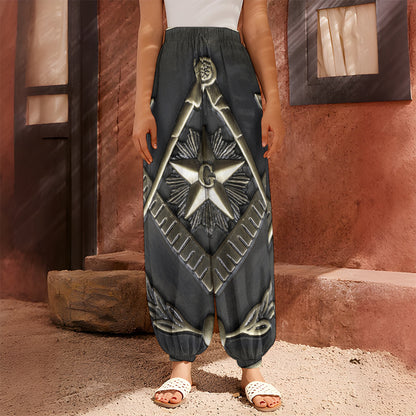 Freemasonry Medal Print Harem Pants