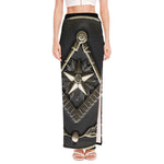 Freemasonry Medal Print High Slit Maxi Skirt