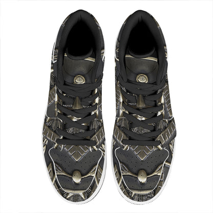 Freemasonry Medal Print High Top Leather Sneakers