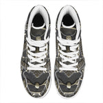 Freemasonry Medal Print High Top Leather Sneakers
