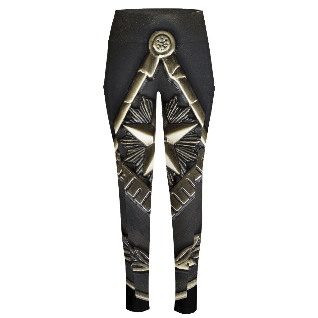 Freemasonry Medal Print High-Waisted Pocket Leggings