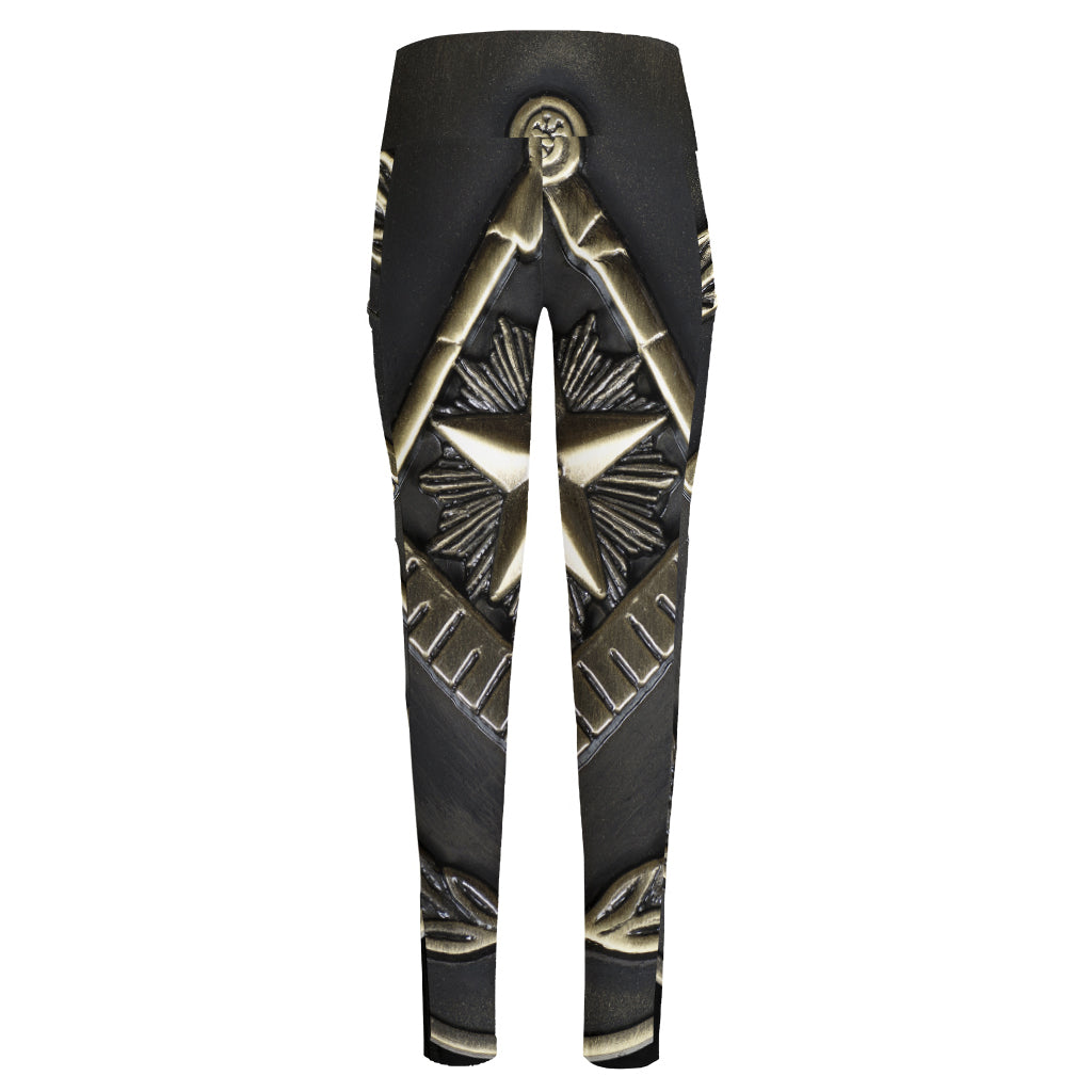 Freemasonry Medal Print High-Waisted Pocket Leggings