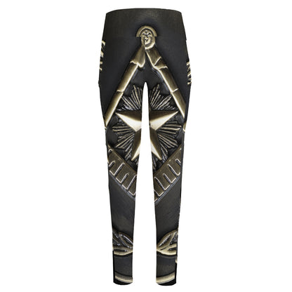 Freemasonry Medal Print High-Waisted Pocket Leggings