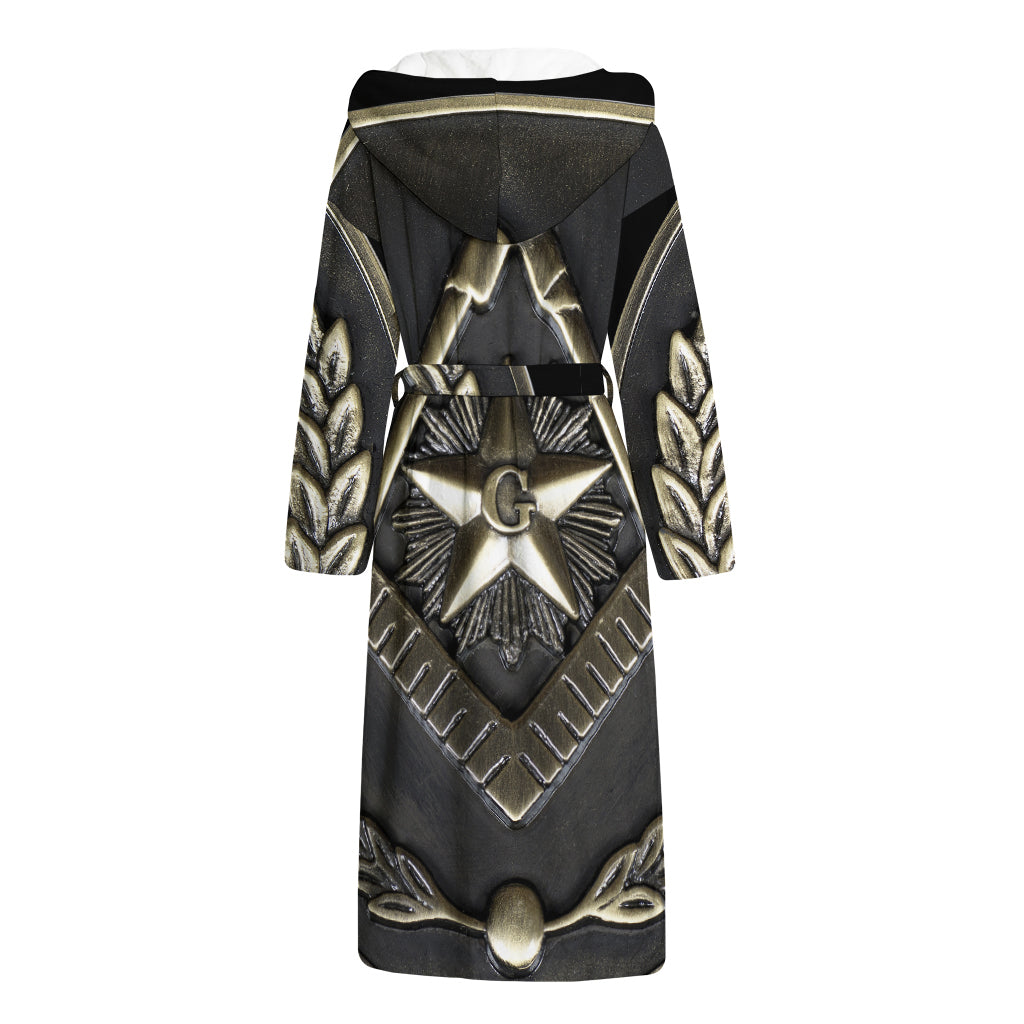 Freemasonry Medal Print Hooded Bathrobe