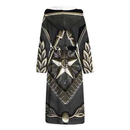 Freemasonry Medal Print Hooded Bathrobe