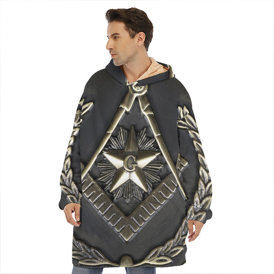 Freemasonry Medal Print Hoodie Blanket