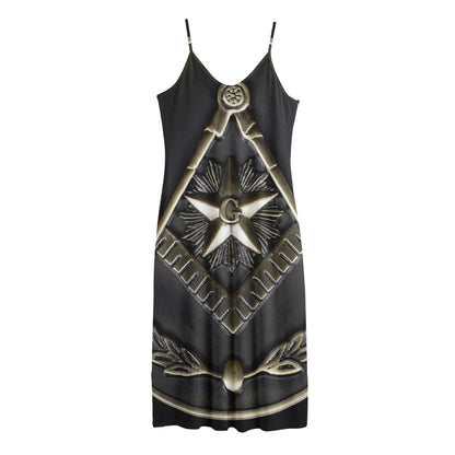 Freemasonry Medal Print Jersey Midi Cami Dress