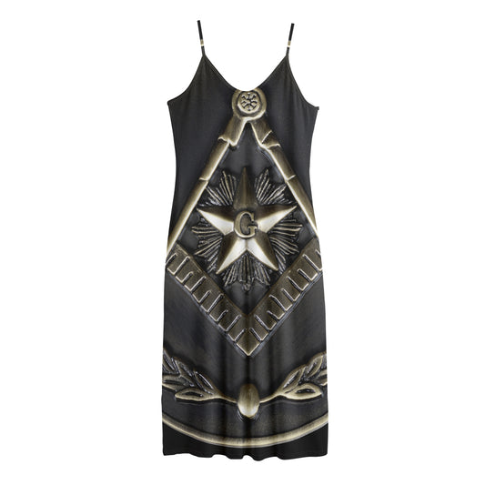 Freemasonry Medal Print Jersey Midi Cami Dress