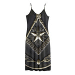 Freemasonry Medal Print Jersey Midi Cami Dress