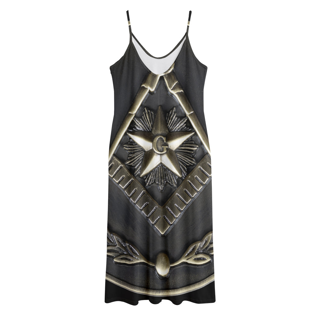 Freemasonry Medal Print Jersey Midi Cami Dress