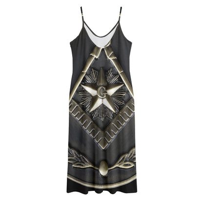 Freemasonry Medal Print Jersey Midi Cami Dress
