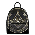 Freemasonry Medal Print Leather Backpack