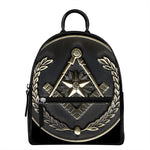 Freemasonry Medal Print Leather Backpack