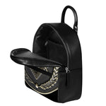Freemasonry Medal Print Leather Backpack