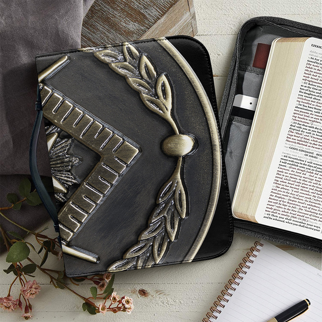 Freemasonry Medal Print Leather Bible Cover
