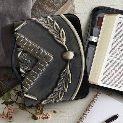 Freemasonry Medal Print Leather Bible Cover