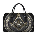 Freemasonry Medal Print Leather Duffel Bag