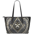 Freemasonry Medal Print Leather Tote Bag With Zipper