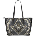 Freemasonry Medal Print Leather Tote Bag