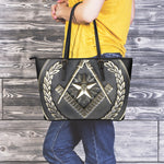 Freemasonry Medal Print Leather Tote Bag