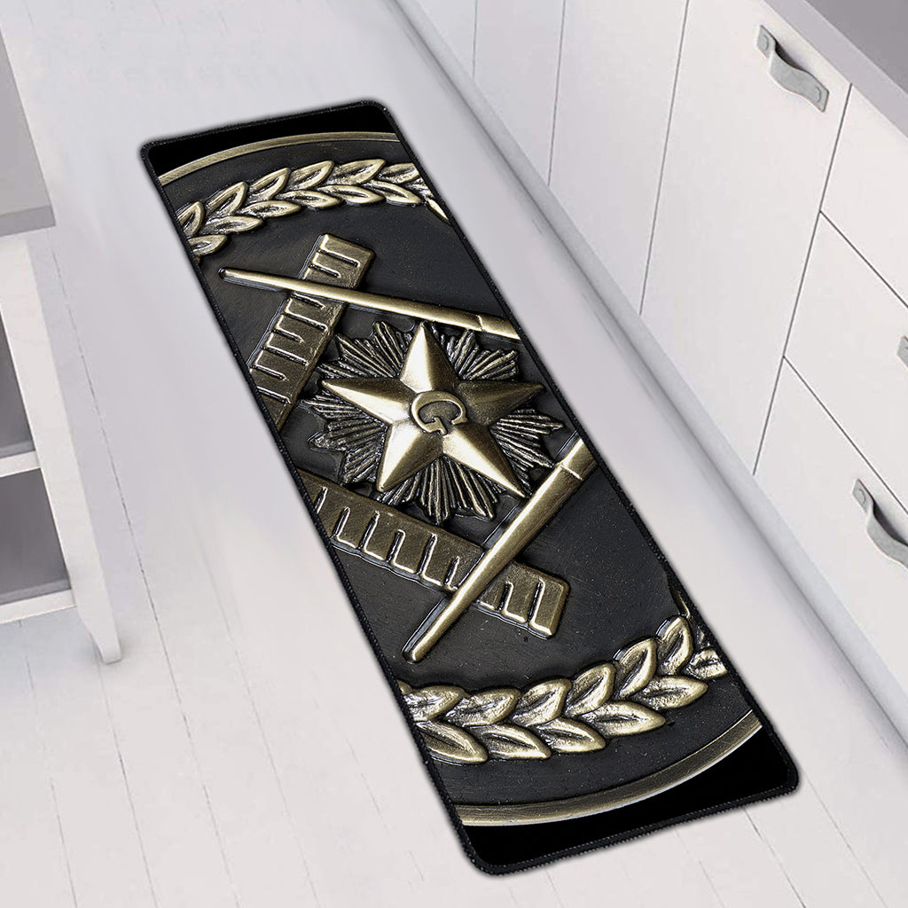 Freemasonry Medal Print Long Kitchen Mat