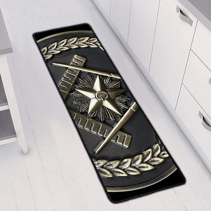 Freemasonry Medal Print Long Kitchen Mat