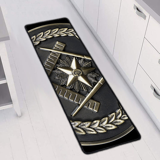 Freemasonry Medal Print Long Kitchen Mat