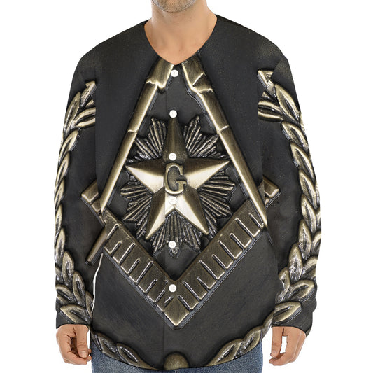 Freemasonry Medal Print Long Sleeve Baseball Jersey