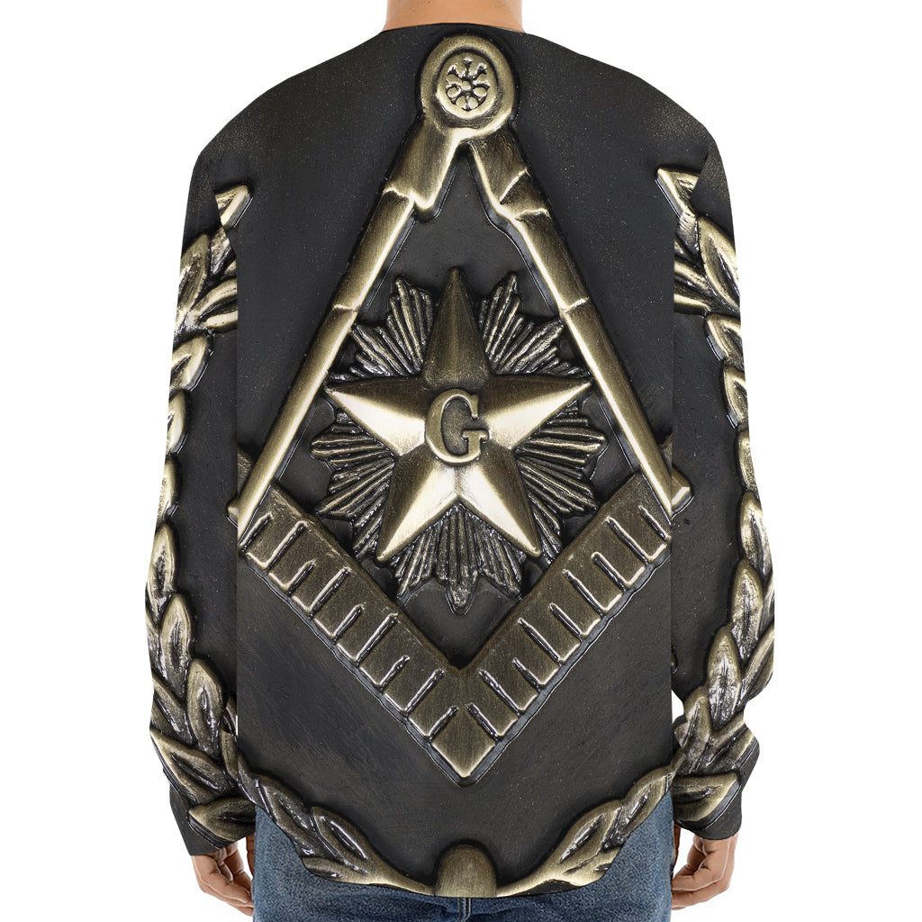 Freemasonry Medal Print Long Sleeve Baseball Jersey