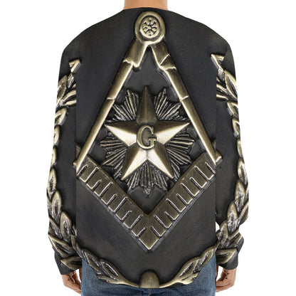 Freemasonry Medal Print Long Sleeve Baseball Jersey