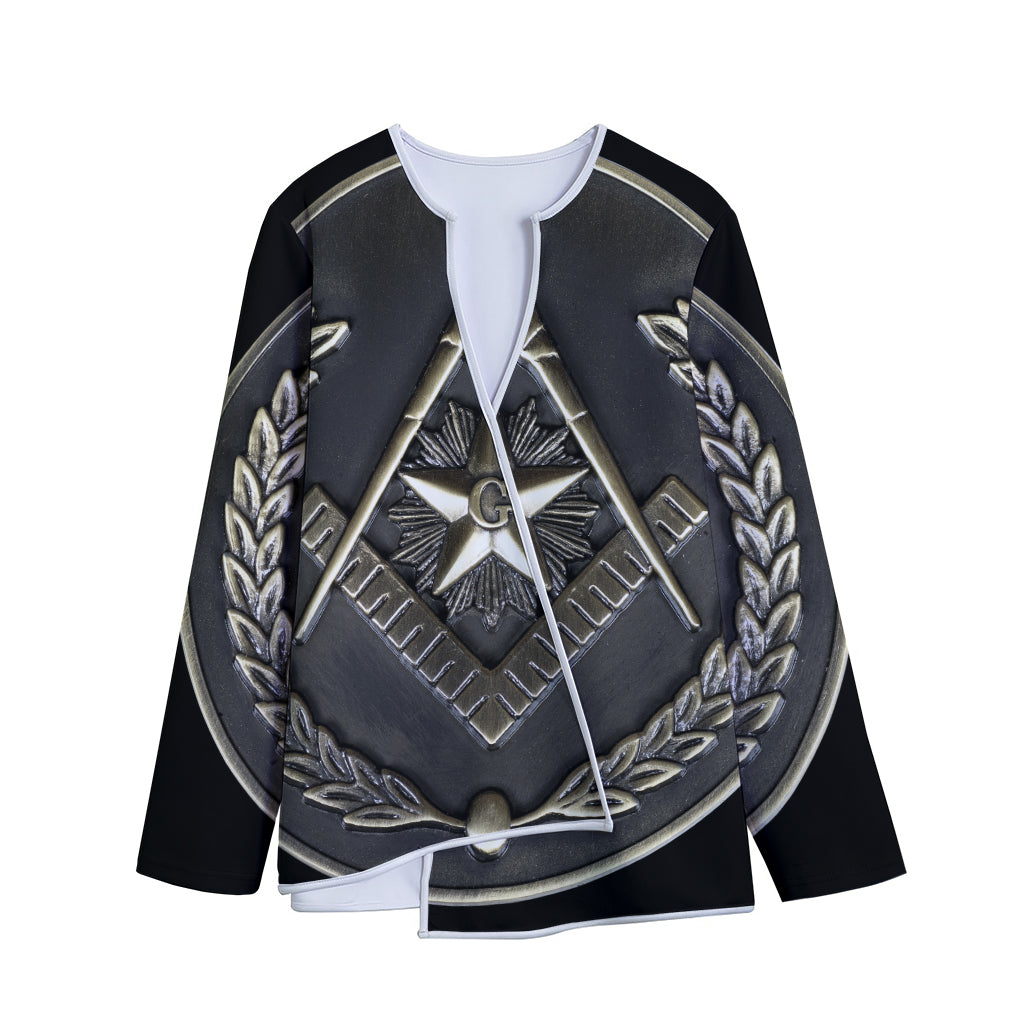 Freemasonry Medal Print Long Sleeve Short Coat