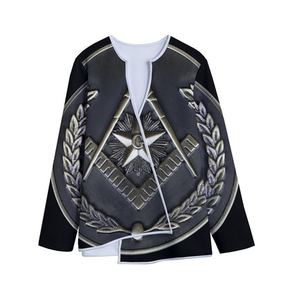 Freemasonry Medal Print Long Sleeve Short Coat