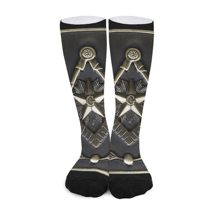 Freemasonry Medal Print Long Socks